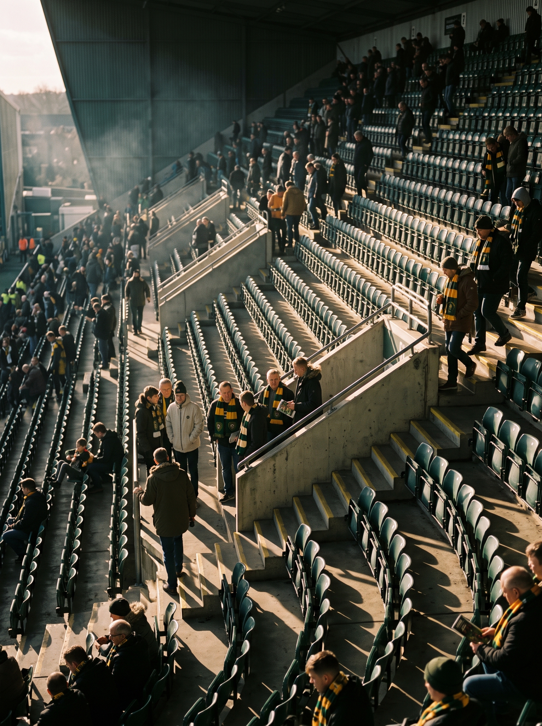 Steep green stand as fans arrive in scarves